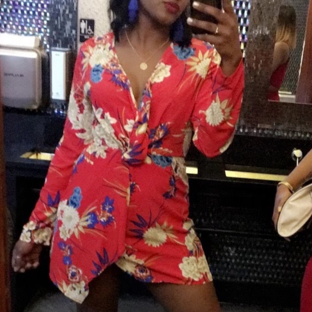Red Flowered Dress - Picture 2 of 3
